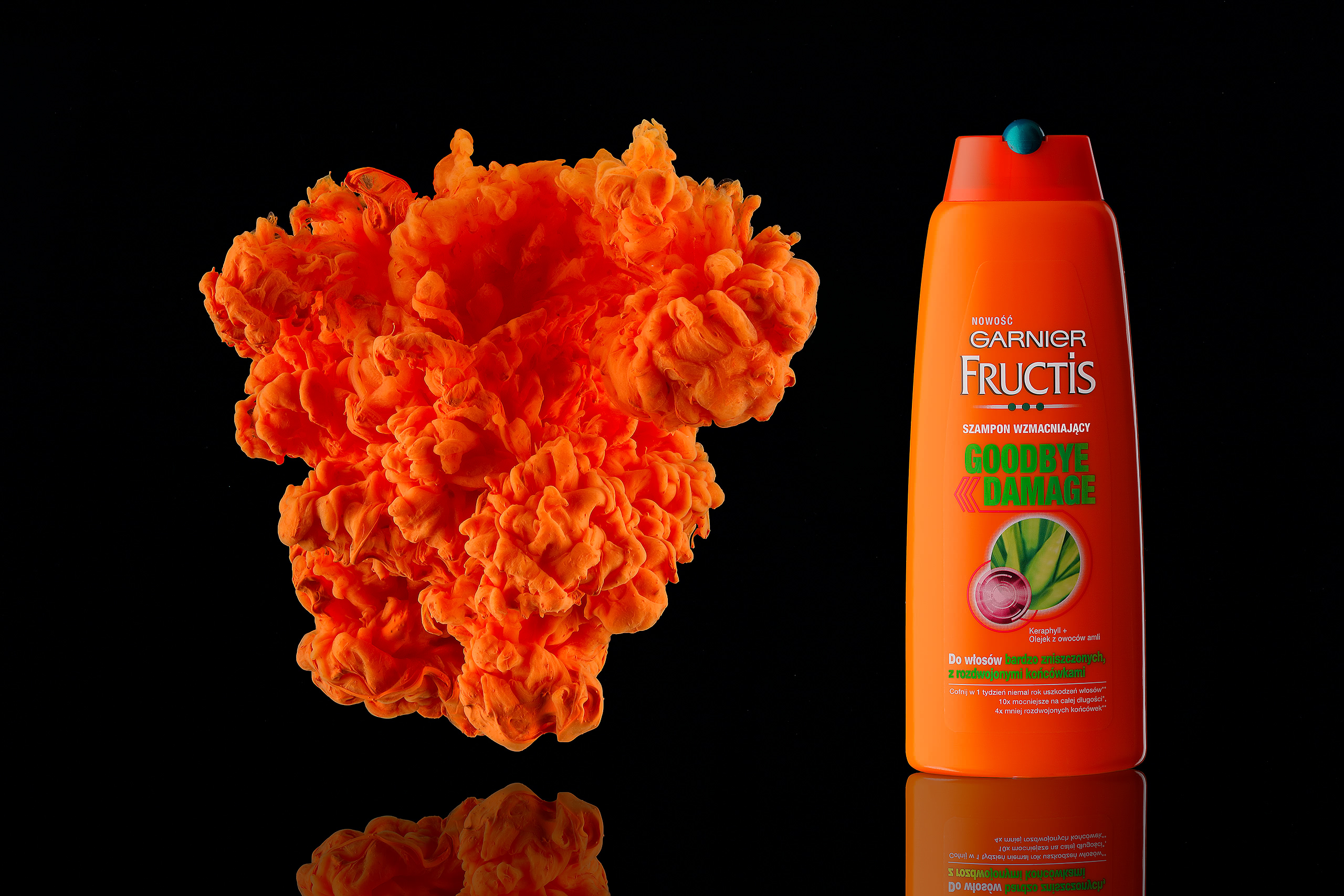 ecommerce product photography for orange shampoo