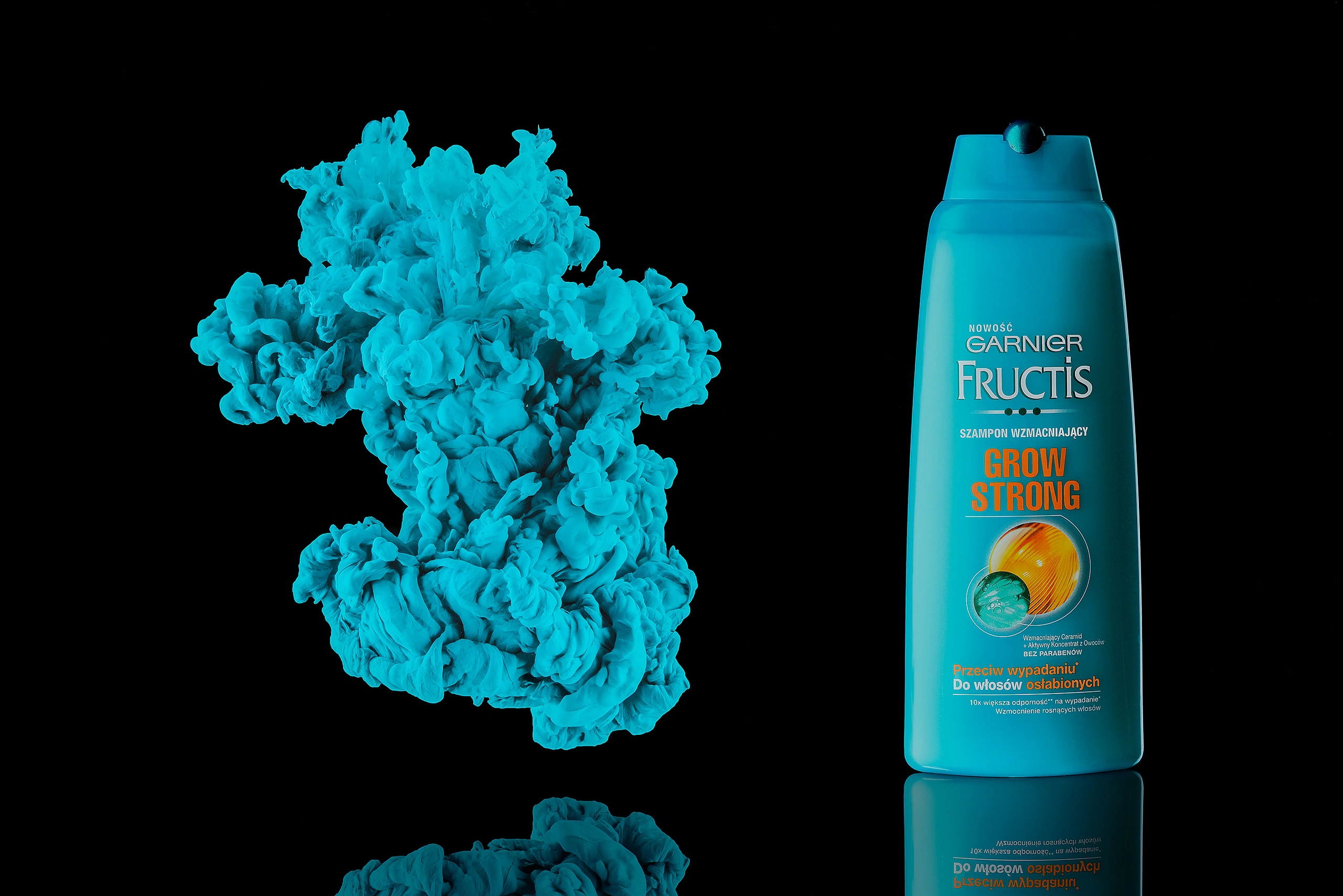 ecommerce product photography for turquoise shampoo